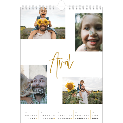 Calendrier photo A4 (20 x 30 cm) — Calligraphie dorée [Avril]