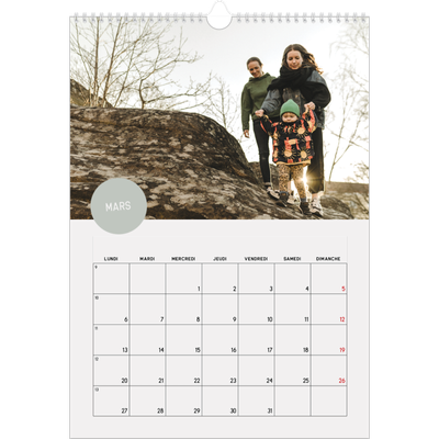 Calendrier photo A4 (20 x 30 cm) — Gommettes photo [Mars]