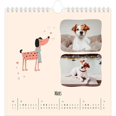 Calendriers annuels carré — Pattes de chien et gribouillis [Mars]