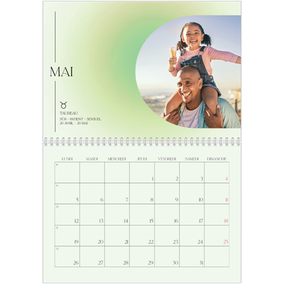 Calendrier photo A4 double (30 x 40 cm) — Dégradé astrologique [couverture]