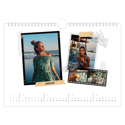 Calendrier photo A4 — Esprit scrapbook [Janvier]