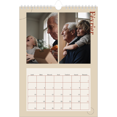 Calendrier photo A4 (20 x 30 cm) — Texte asymétrique [Février]