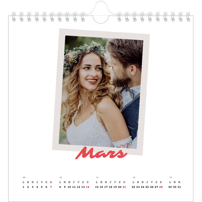 Calendriers annuels carré — Signature carmin [Mars]