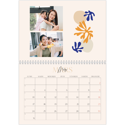 Calendrier photo A4 double (30 x 40 cm) — Coraux minimalistes [Mars]