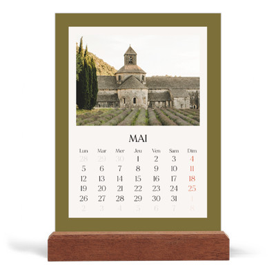 Calendrier de bureau support bois - portrait  — Couleurs classiques [couverture]