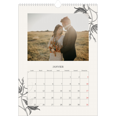 A3 Calendrier annuel — Encre & lierre [Janvier]