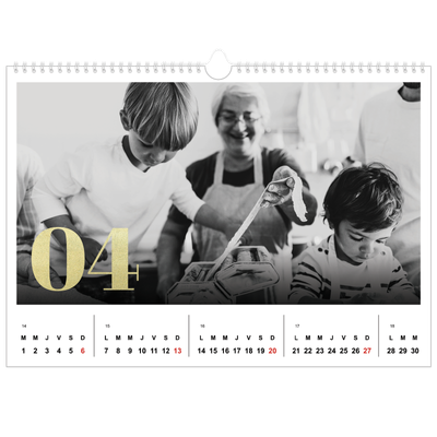 Calendrier photo A3 — Larges numéros brillants [Avril]