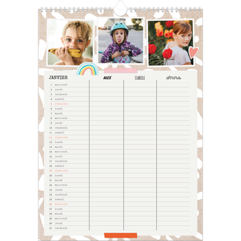 Calendrier photo A3 — Agenda rustique - Famille de 3