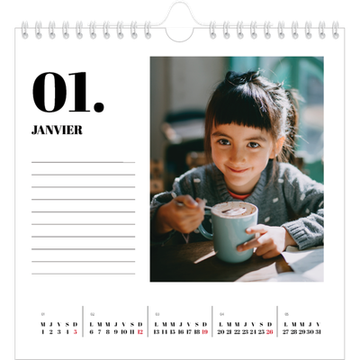 Calendriers annuels carré — Sérif et moments [Janvier]