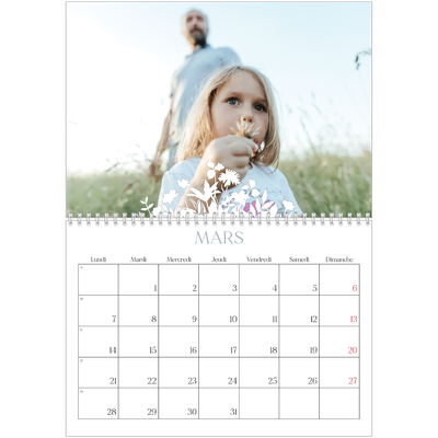 Calendrier photo A4 double (30 x 40 cm) — Invitation champêtre [Mars]