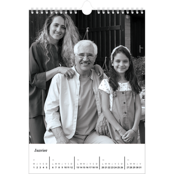 Calendrier photo A5 — Noir et blanc élégant