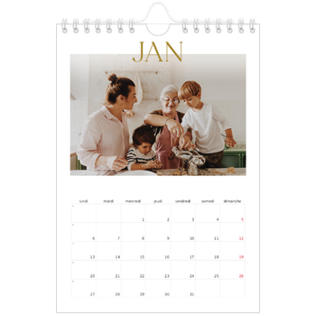 Calendrier photo A5 — Large texte Doré
