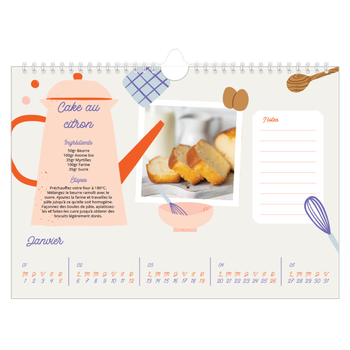 Calendrier photo A4 — Une année de recettes