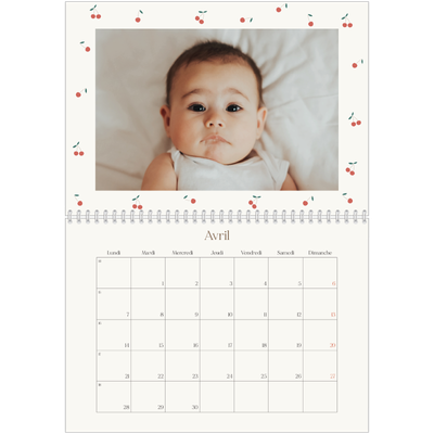 Calendrier photo A4 double (30 x 40 cm) — Cerise sur le bonheur [Avril]