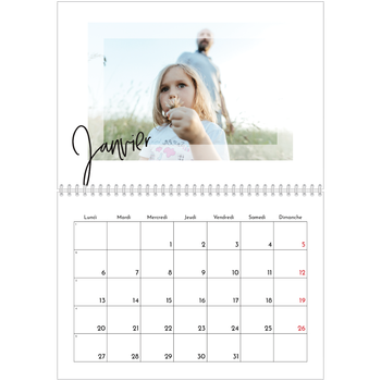 Calendrier photo A4 double — Cadre clair