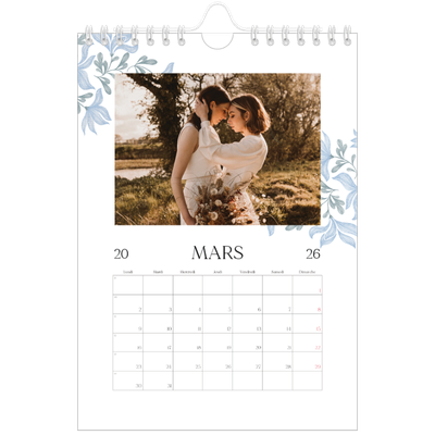 Calendrier photo A5 — Romance en bleu et blanc [Mars]