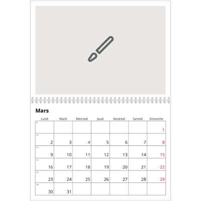 Calendrier photo A4 double (30 x 40 cm) — Créez votre produit [Mars]