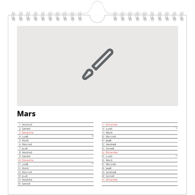 Calendriers annuels carré — Créez votre produit [Mars]