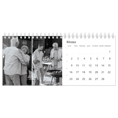 Calendrier de bureau — Noir et blanc élégant [Février]