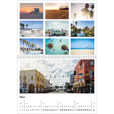 Calendrier photo A4 double (30 x 40 cm) — Diaporama symétrique [Mars]