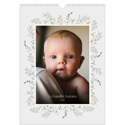 A3 Calendrier annuel — Fleurs dessinées [couverture]
