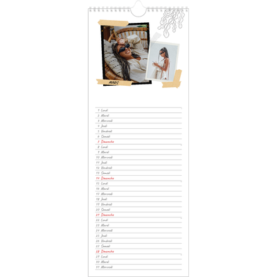 Calendrier mural long  — Esprit scrapbook [Mars]
