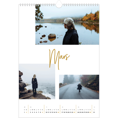 A3 Calendrier annuel — Calligraphie dorée [Mars]