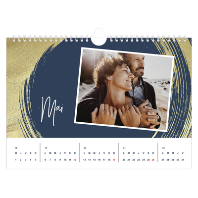 Calendrier photo A4 — Coup de pinceau doré [couverture]