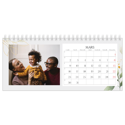 Calendrier de bureau — Éclaboussure florale [Mars]