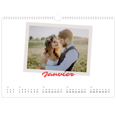 Calendrier photo A3 — Signature carmin [Janvier]