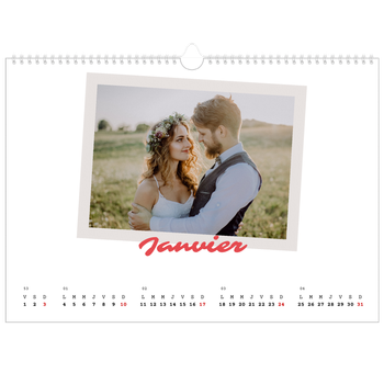 Calendrier photo A3 — Signature carmin