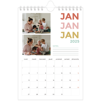 Calendrier photo A5 — Lettrage coloré