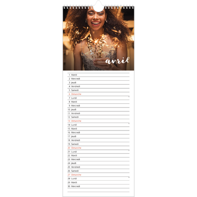 Calendrier mural long  — Superposition pinceau [Avril]