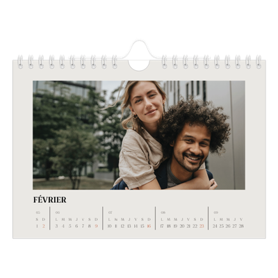 Calendrier photo A5 — Ivoire simple [Février]