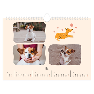 Calendrier photo A4 — Pattes de chien et gribouillis [couverture]