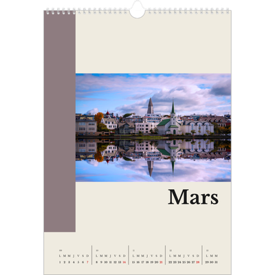 A3 Calendrier annuel — Vues du monde [Mars]