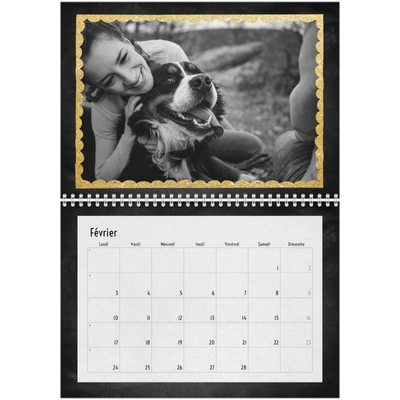 Calendrier photo A4 double (30 x 40 cm) — Paillete et ardoise [Février]
