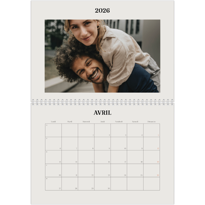 Calendrier photo A4 double (30 x 40 cm) — Ivoire simple [Avril]