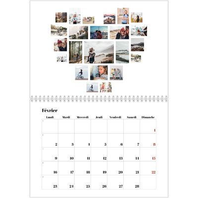 Calendrier photo A4 double (30 x 40 cm) — Formes et collage [Février]