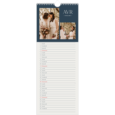Calendrier mural long  — Ardoise et sérifs [Avril]