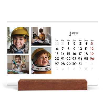 Calendrier de bureau support bois - paysage   — Arrangements photo [Janvier]