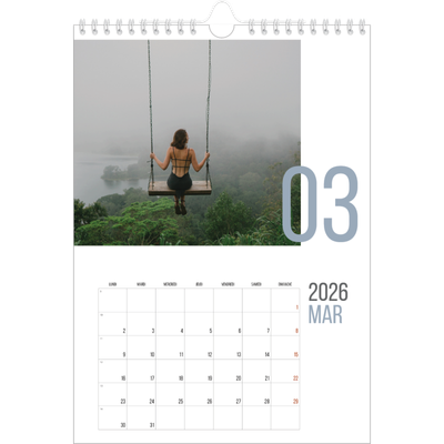 Calendrier photo A4 (20 x 30 cm) — Numéros mensuels [Mars]