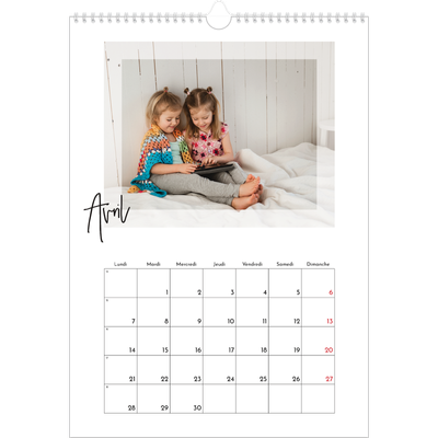 A3 Calendrier annuel — Cadre clair [Avril]