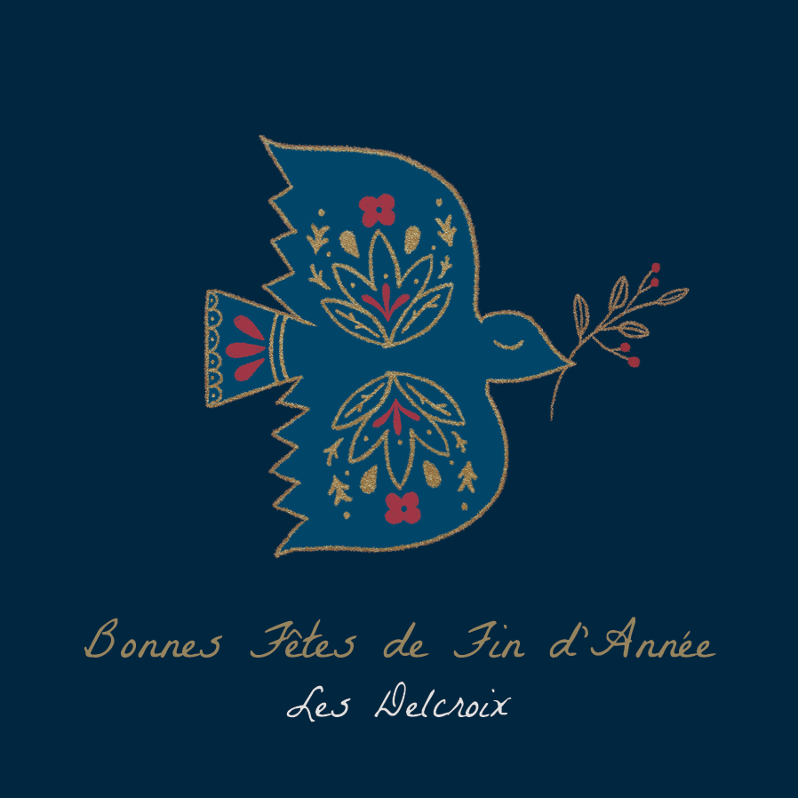 Faire-part & Cartes — Colombe folklorique - marine