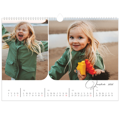 Calendrier photo A3 — Instantanés et calligraphie [Janvier]