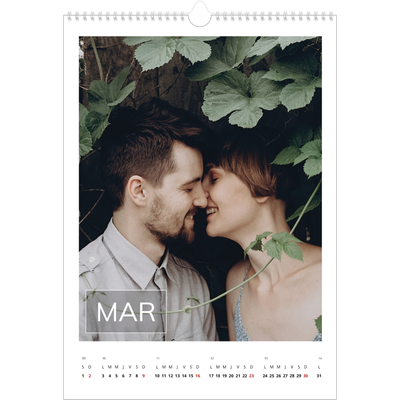A3 Calendrier annuel — Date superposée [Mars]