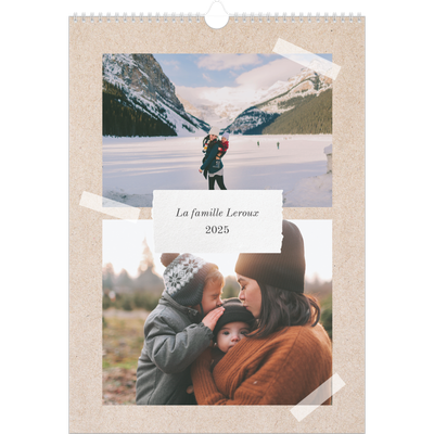 Calendrier familial A3 — Agenda kraft - Famille de 4 [couverture]