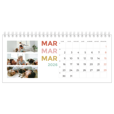Calendrier de bureau — Lettrage coloré [Mars]