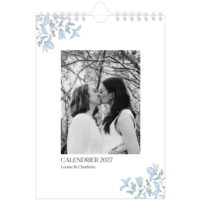 Calendrier photo A5 — Romance en bleu et blanc [couverture]