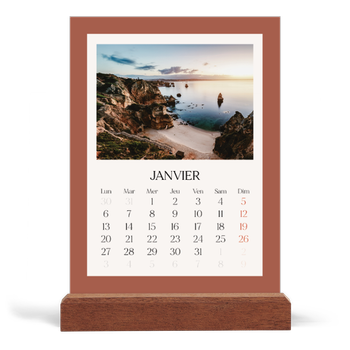 Calendrier de bureau support bois - portrait — Couleurs classiques
